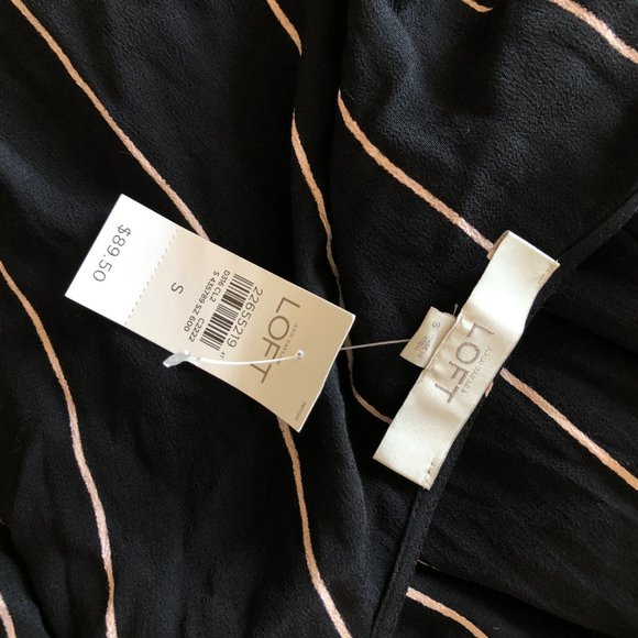 Ann Taylor Loft Black & Pink Striped Wrap Dress - Picture 8 of 9